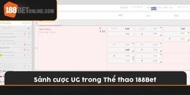 UG là sảnh thể thao nổi bật tại 188bet